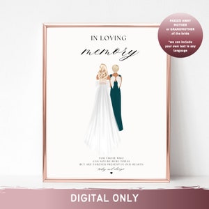 Letrero conmemorativo de boda, regalo para la madre fallecida de la novia, letrero con un mensaje en memoria de alguien, regalo de boda de una madre fallecida, letrero para la mesa de recuerdos
