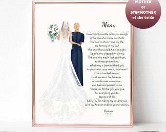 Mother of the Bride Gift Mother of the Bride Poem from Daughter to Mom Personalized Gift Wedding Gift Wedding Keepsake Wedding Print drawing