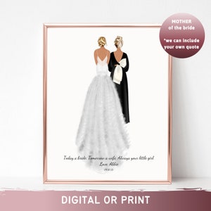 Personalized Bride and Mother Portrait | Mother of the Bride Gift | Gift from Daughter to Mom | Last minute Wedding Gift | Mom and Daughter