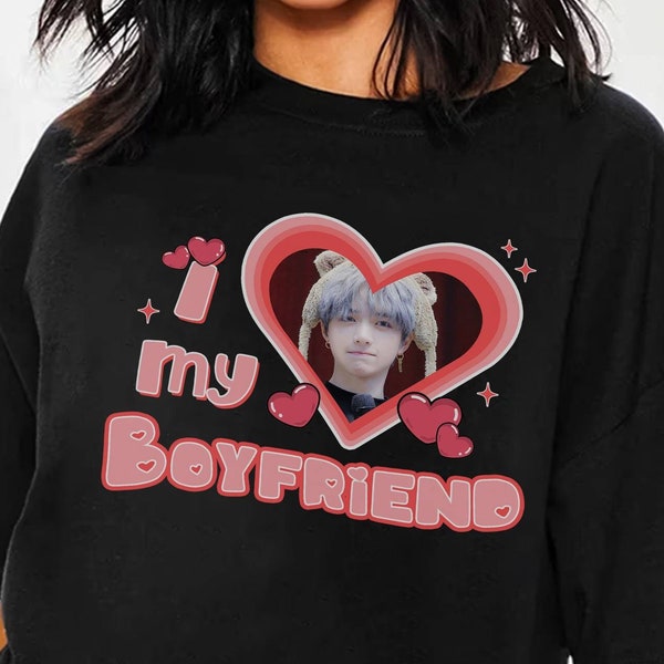I Love My Boyfriend Shirt Custom Picture | I Love My Boyfriend Custom Photo Shirt | I Love My Boyfriend Shirt Custom Heart Brown Shirt