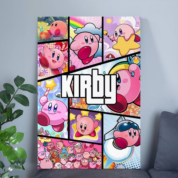 Kirby GTA Style Poster | Cute Kirby Poster | Kirby Video Game Poster | Kirby Face Poster