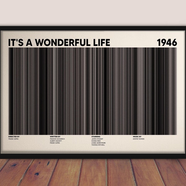 It's a Wonderful Life Movie Barcode Print Poster | George Bailey Donna Reed Poster | Wonderful Life Print Art Poster