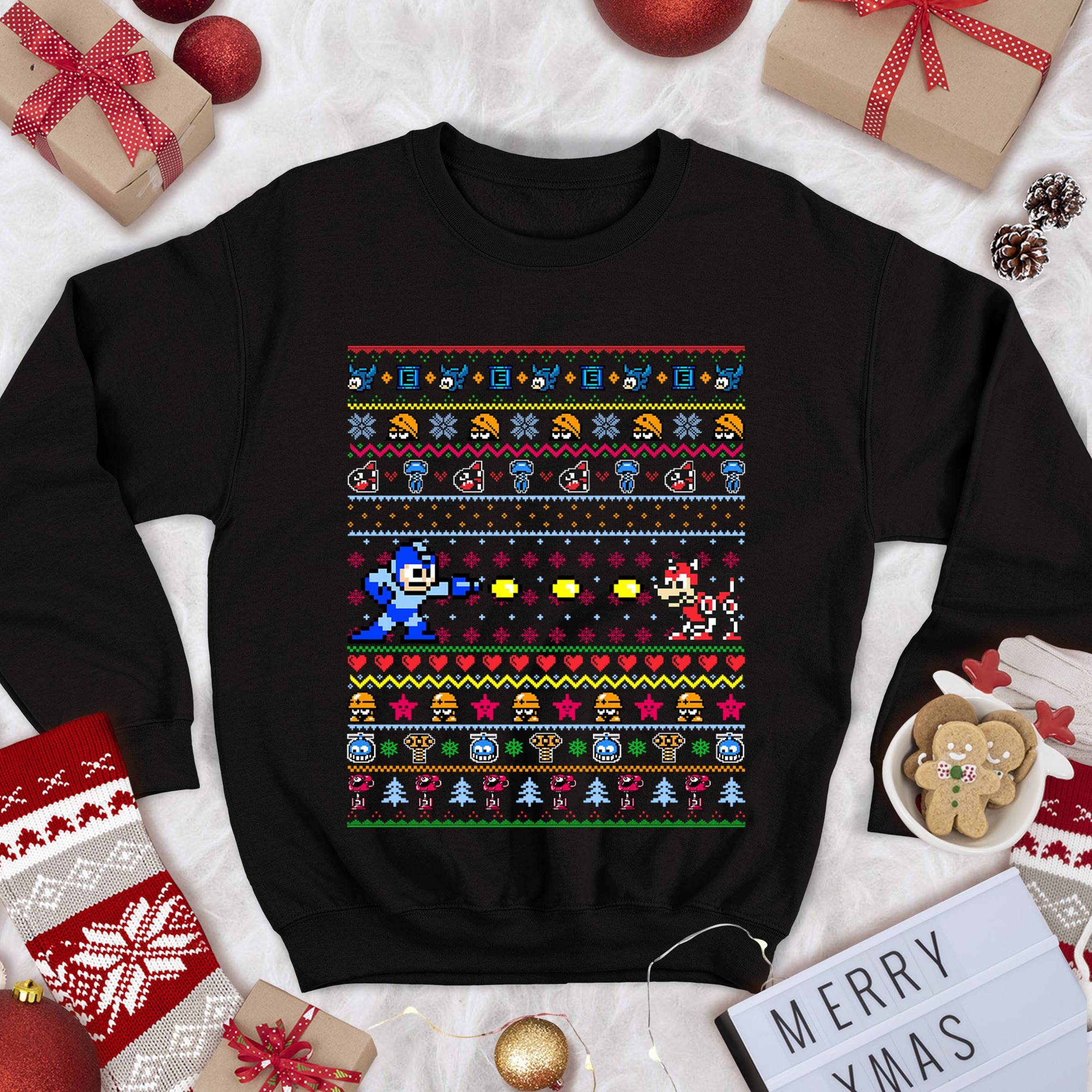 Geeky Christmas. Vintage Computer Game Ugly Sweater. Gamer. 