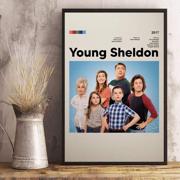 Young Sheldon Minimal Poster | Young Sheldon Poster | Sheldon Cooper The Big Bang Theory Poster Home Living Home Decor