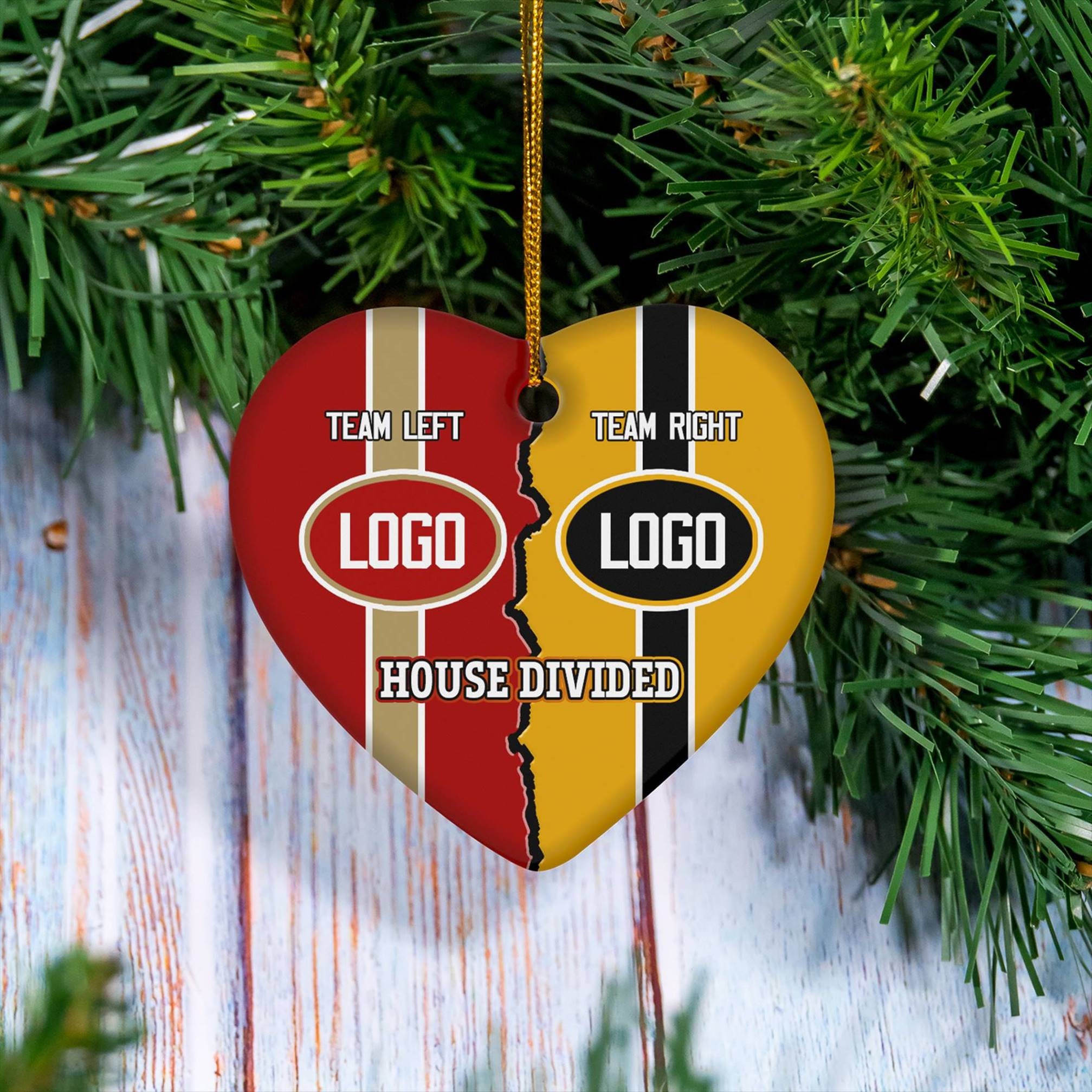 Personalized House Divided Ornament | Football Team Christmas Ornament | Sports Team Ornament | Custom American Football Team Xmas Ornament