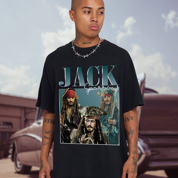 T-shirt Rétro Jack Sparrow Pirates Des Caraïbes – Homme/Femme, Gildan Softstyle