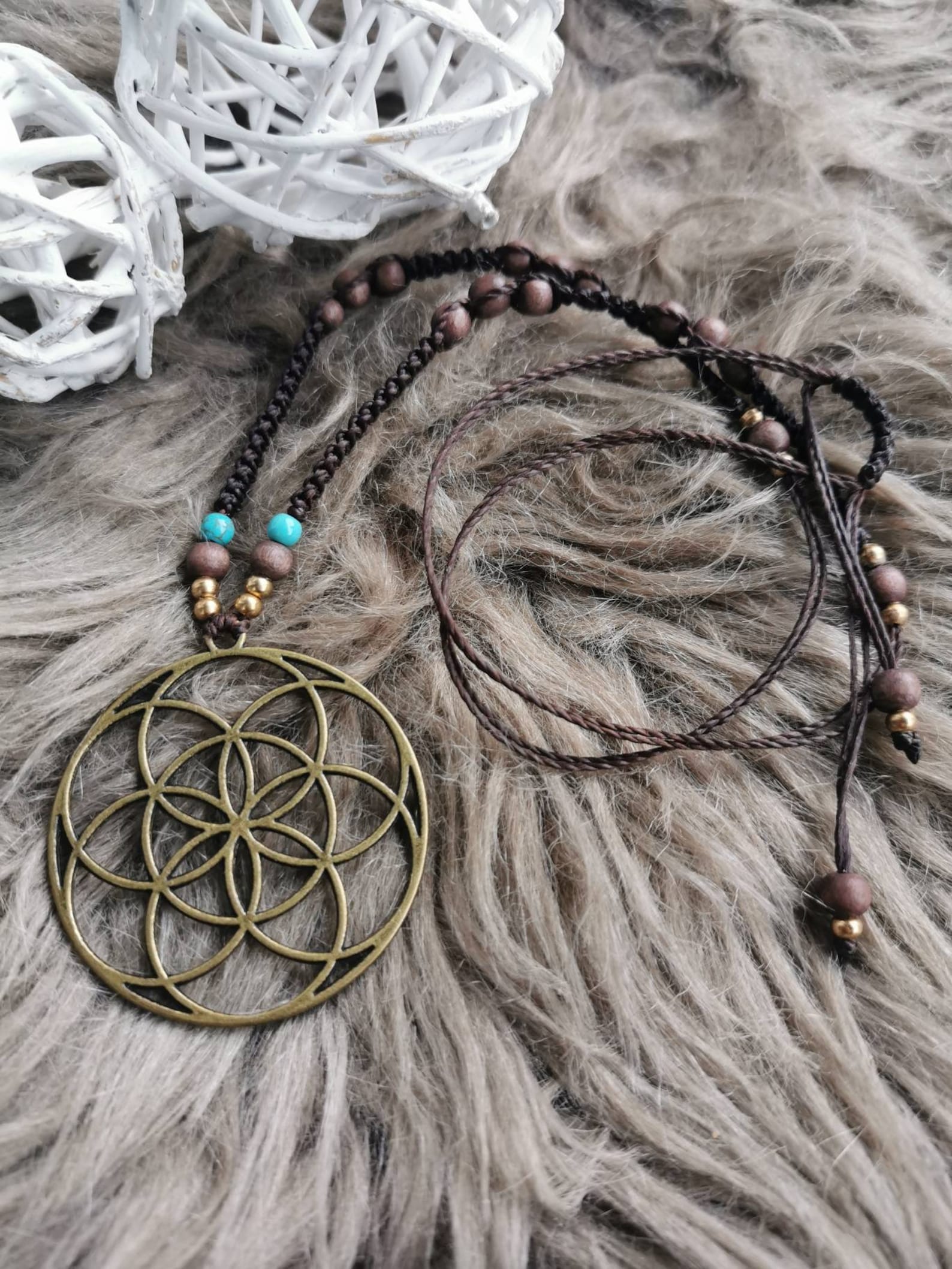 Makramee Kette mit Anhänger Blume des Lebens / Etsy