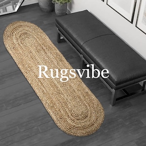 Natuurlijke ovale jute loper, loper gevlochten gebied, natuurlijk jute vloerkleed, eco-jute loper, op maat gemaakt vloerkleed
