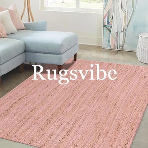 100% Light Pink Jute Rug, Rectangle Braided Area Rugs /,Natural Jute Carpet For Home, Decor Large  Bohemian Rug, Custom Rug, Room Decor