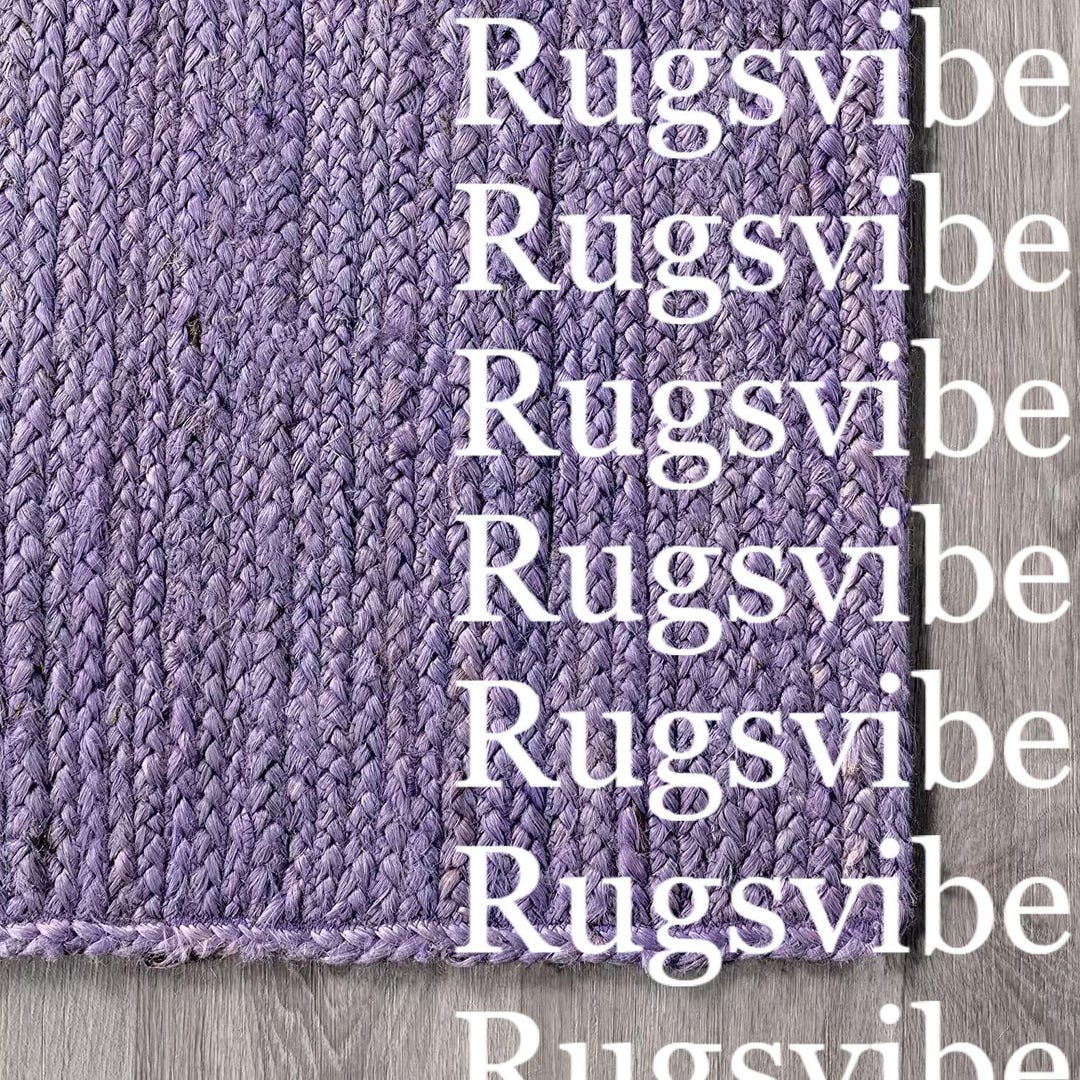 Handwoven Purple Jute Rug: Rectangle Braided Boho Area Rug - Etsy