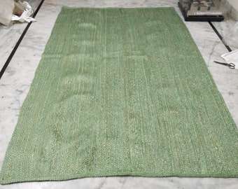 100% Natural Light Green Jute Rug, Rectangle Braided Area Rug For Home Decor, Bedroom Rug, Livingroom Rug, Custom Rug
