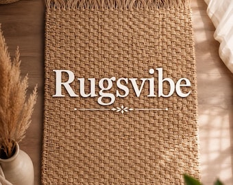Alfombra de yute trenzado de cáñamo de color marrón oscuro: Alfombra de bucle natural con borlas.