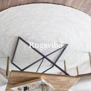 White Jute Rug ,Round Braided Area Rug For Bedroom Livingroom, Dining, Bohemian Jute Rug, Handwoven Natural Rug , Custom Rug
