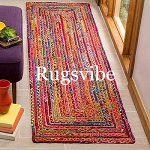100 % Natural Cotton Rug runner braided Area Runner Rug, RUG RAG meditation mat, bohemian décor ,Custom Rug