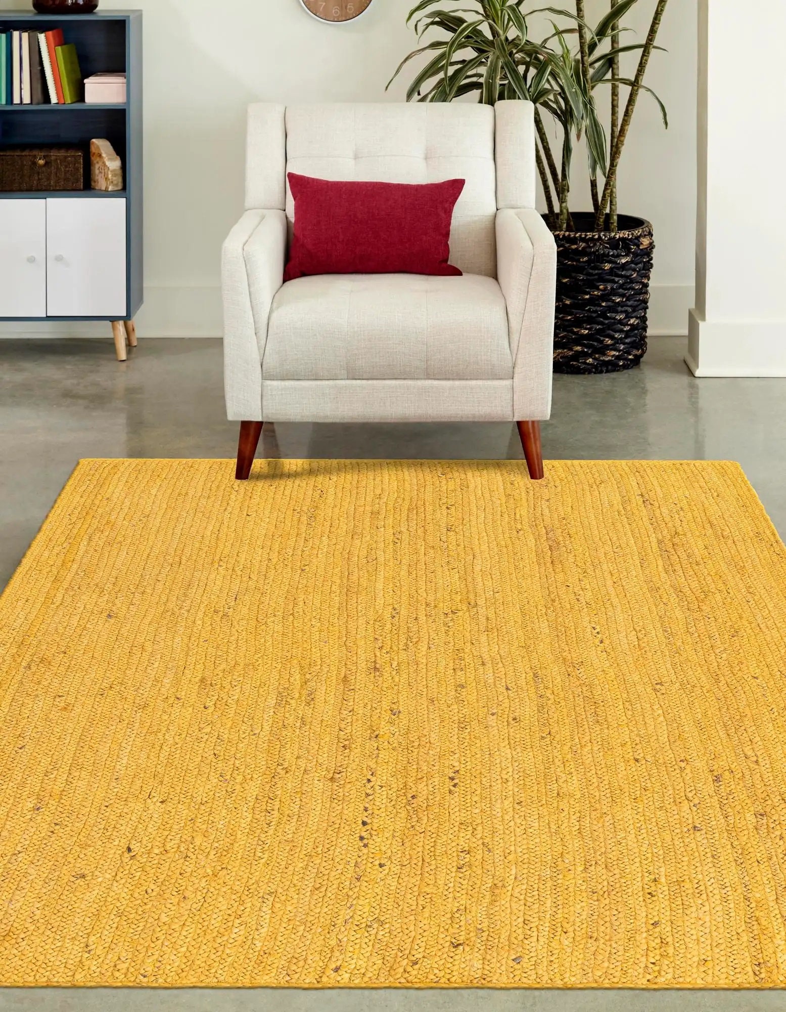 100 Natural Yellow Jute Rug Rectangle Braided Large Area Etsy