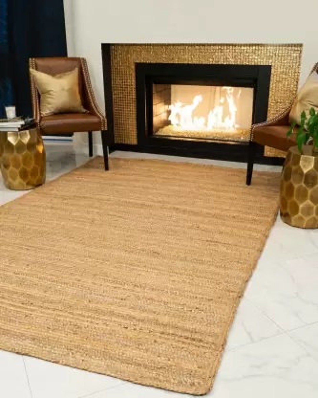 100 Genuine Brown Jute Rug Natural Braided Area Rugsjute Etsy