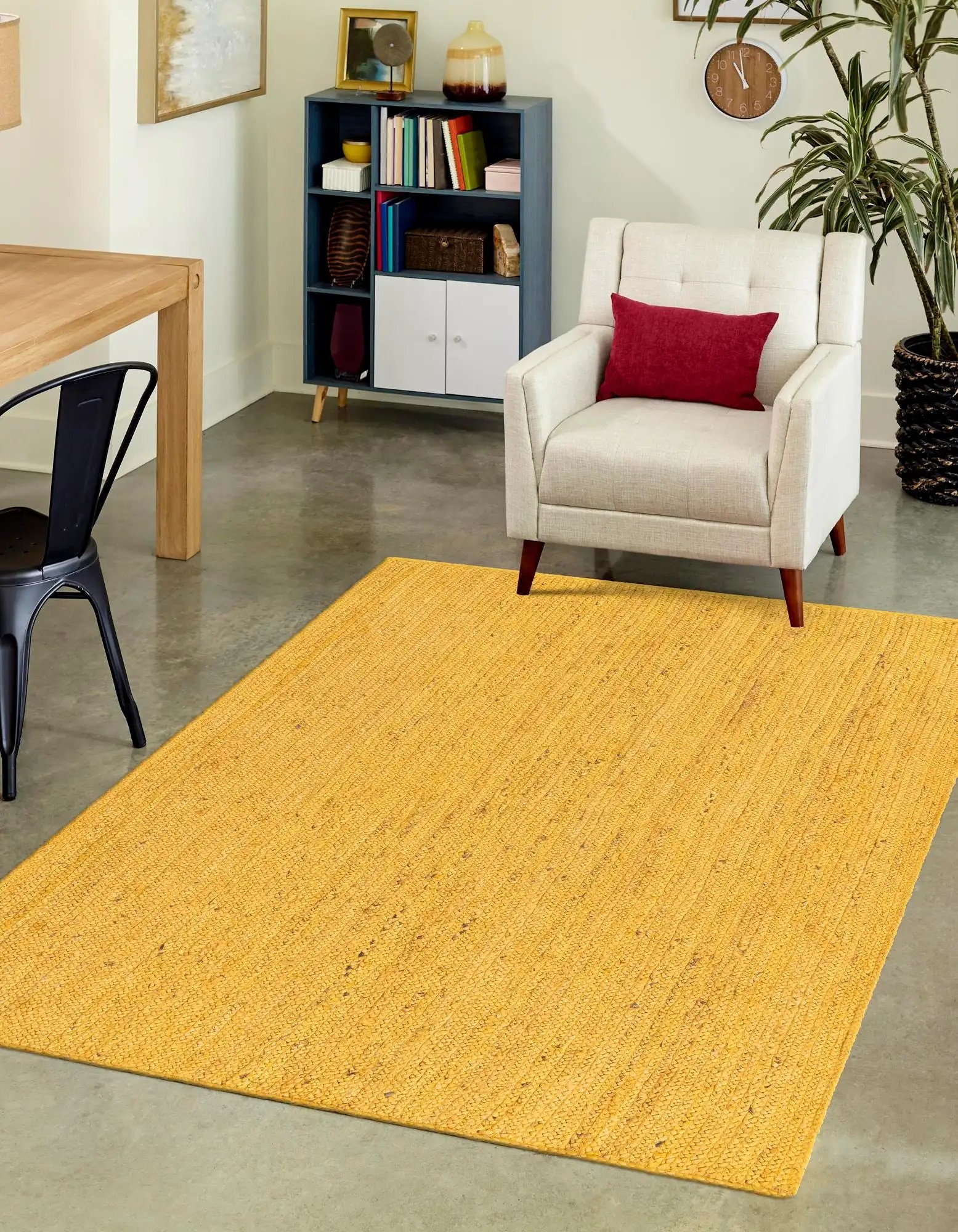100 Natural Yellow Jute Rug Rectangle Braided Large Area Etsy