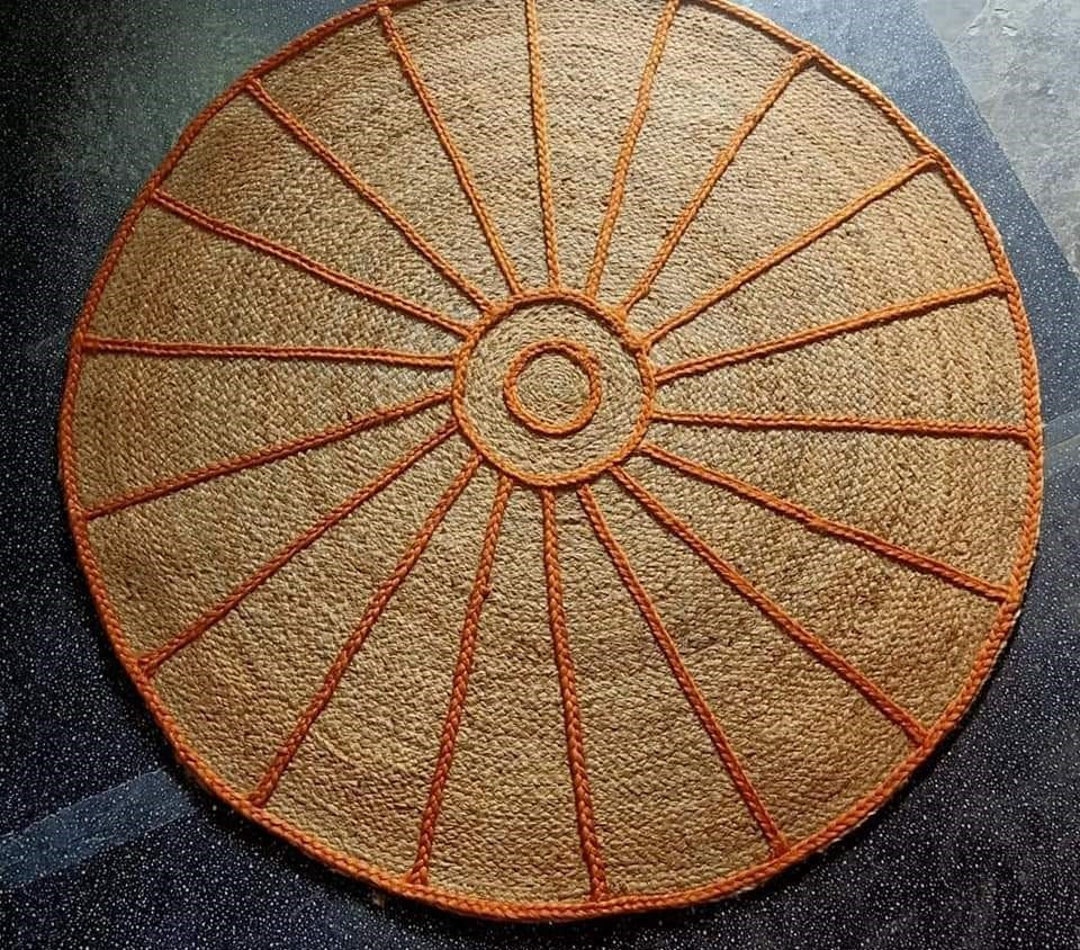 4x4,5x5,6x6,round Pattern Jute Rug, Braided Rustic Look Area Rug/floor