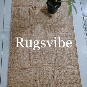 100% Genuine Brown Natural Jute Rug,Rectangle/Square Braided Large Area Rugs/Carpet, Custom Rug