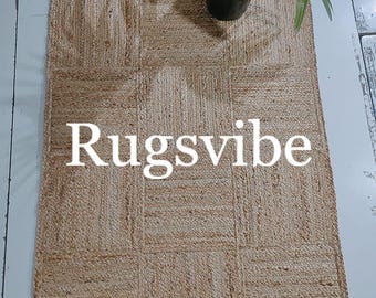 Handwoven Braided Jute Rug: Natural Brown Rustic Area Rug