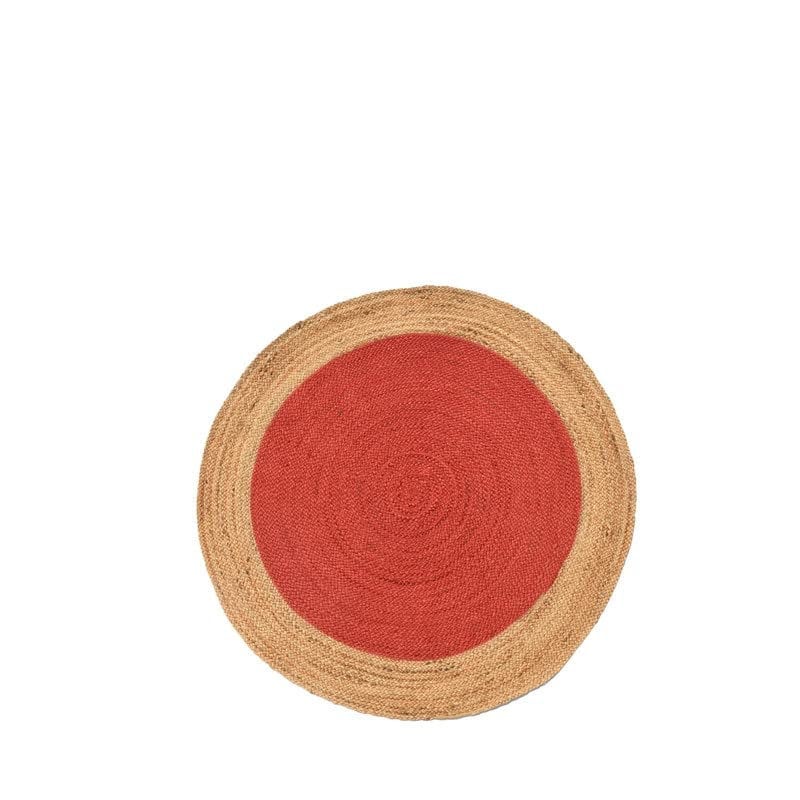 4x45x56x6 Red Jute Rug With Beige Border Round Braided Area Etsy