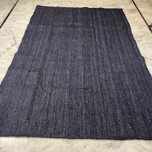 100% Genuine Blue Dye Jute Rug, Rectangle Braided Large Area Rug/Jute Carpet, Handwoven Floor Rug, Natural Fiber Rug, Bohemian Jute Rug