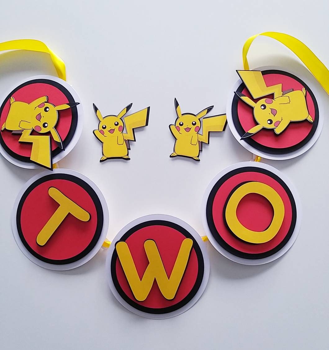 Pikachu Inspired Banner Pikachu Birthday Banner Pokemon - Etsy UK