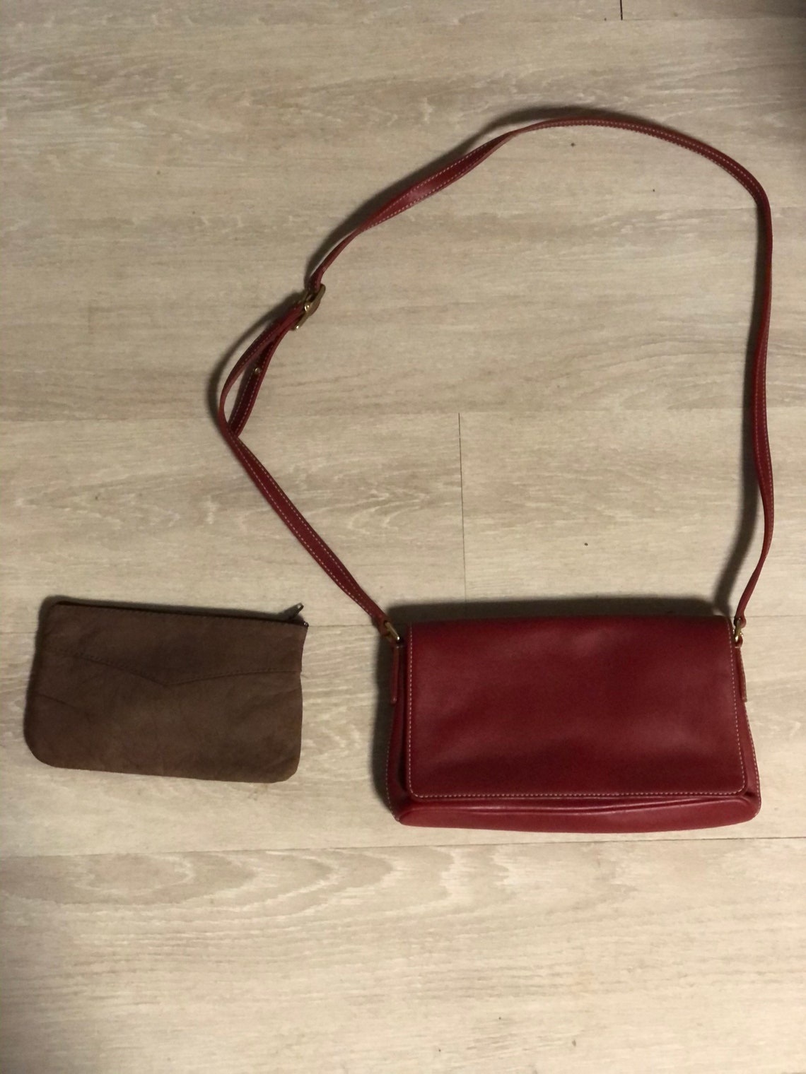 COACH Burgundy Leather Crossbody Bag Etsy