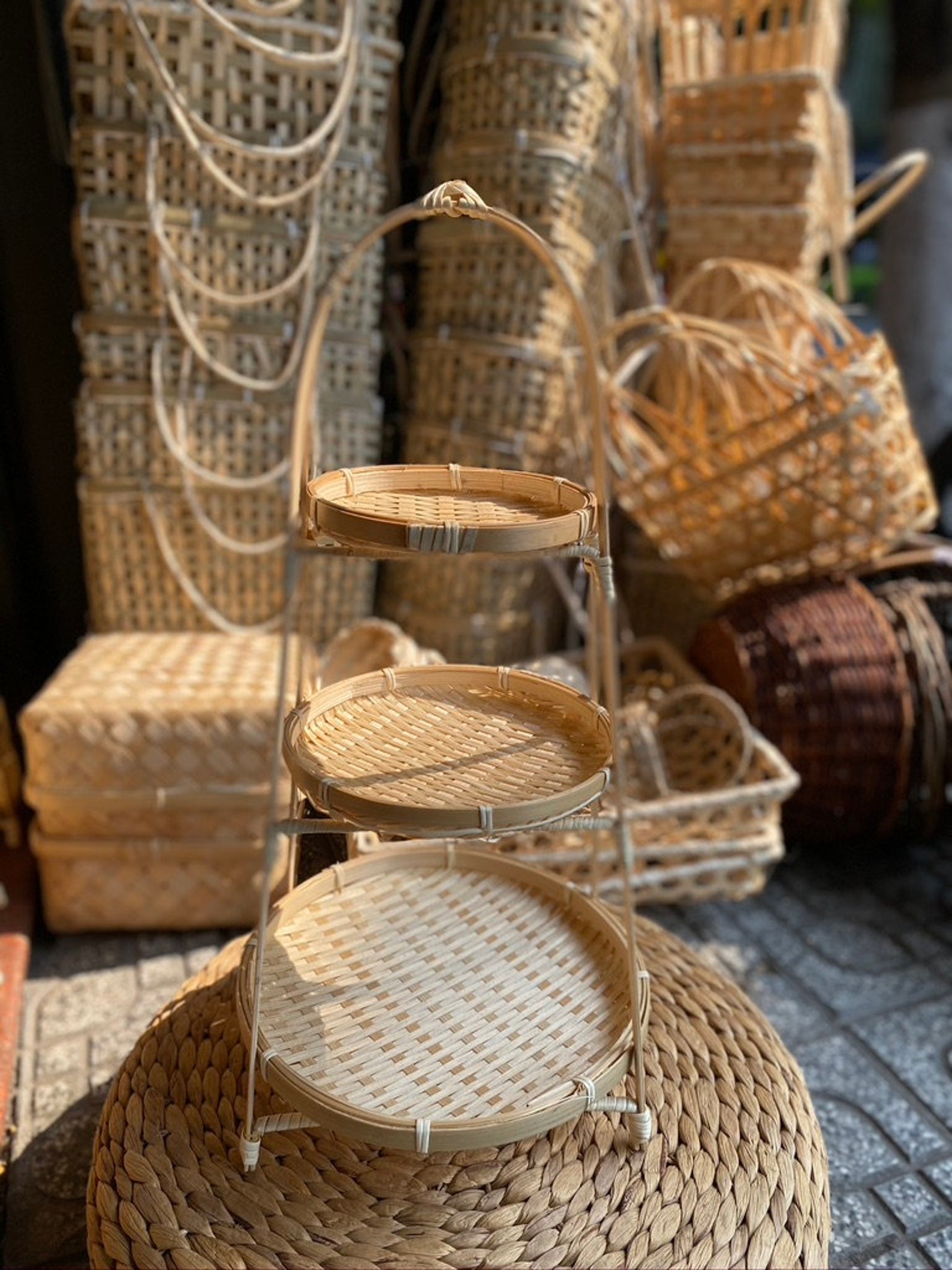 Rattan shelves rattan racks rattan handwoven shelves rattan Etsy