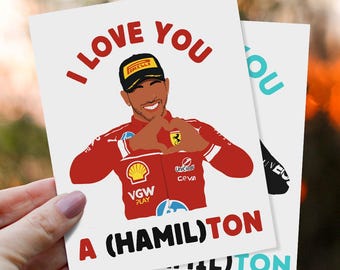 F1 Hamilton Karte / Vatertag Muttertag Geburtstag Mercedes Ferrari / Howlith / Freund Freundin / Jahrestag / F1 Aufkleber / Fan Geschenk /