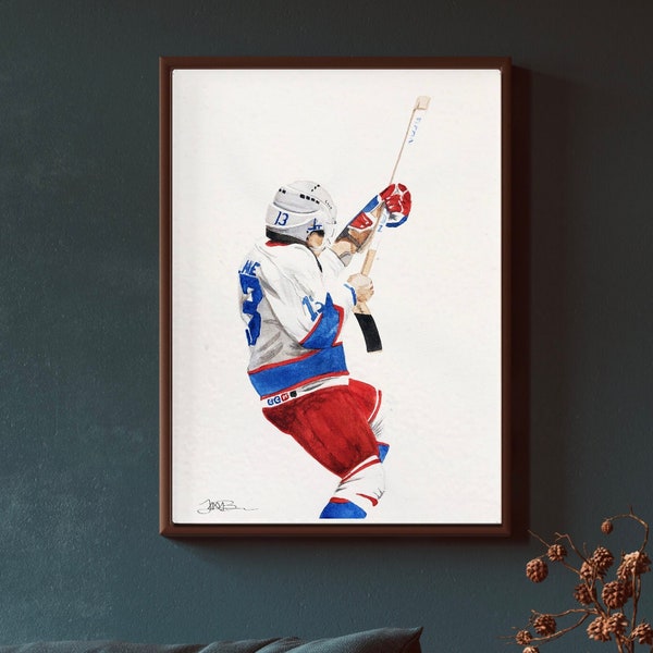 Teemu Selanne - Winnipeg Jets - Iconic NHL Moments - Sports History - Watercolor