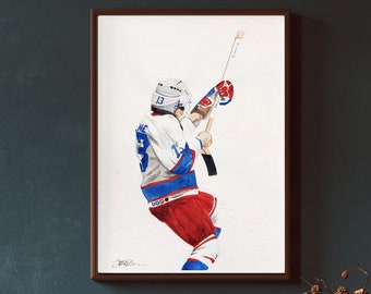 Teemu Selanne - Winnipeg Jets - Iconic NHL Moments - Sports History - Watercolor