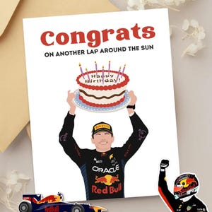 Max Verstappen verjaardagskaart / Redbull fan cadeau / Formula One Art / Cadeau voor vriend / Kaart voor vriendin / F1-accessoires / F1-sticker