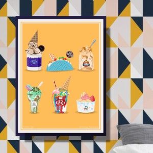Winnipeg Ice Cream Print / Chaeban BDI Fete Milksmith Dug & Bettys Rollesque / Local Winnipeg Art / Wpg Foodie Scene / Manitoba Wall Art