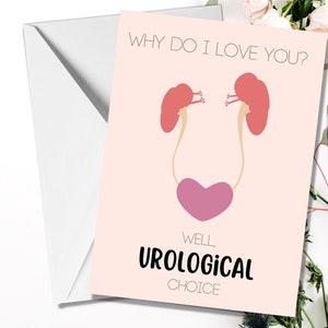 Doctor Valentines Anniversary Love Card - Urologist - Nephrologist - For Her - For Him - Medical - Nurse