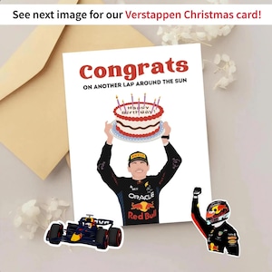 Max Verstappen Birthday Card / Redbull Fan Gift /  Formula One Art / Gift for Boyfriend / Card for Girlfriend / F1 Accessories / F1 Sticker