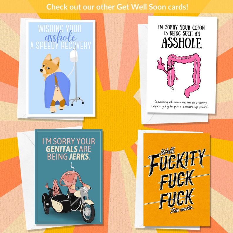 Asshole Get Well Soon Card - Wishing your asshole a speedy recovery - Colonoscopy - Corgi - IBD - Crohns - Ulcerative Colitis - Diarrhea image 2