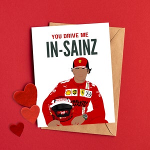 Carte de Saint-Valentin F1 Carlos Sainz Jr imprimable en téléchargement numérique / cadeau pour les fans de Ferrari / Art de la formule un / Saint-Valentin pour petit ami / pour lui