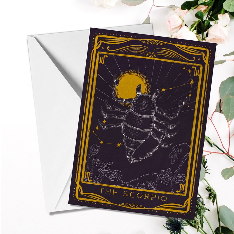 Scorpio Tarot Birthday Card / Astrology / October November / Horoscope