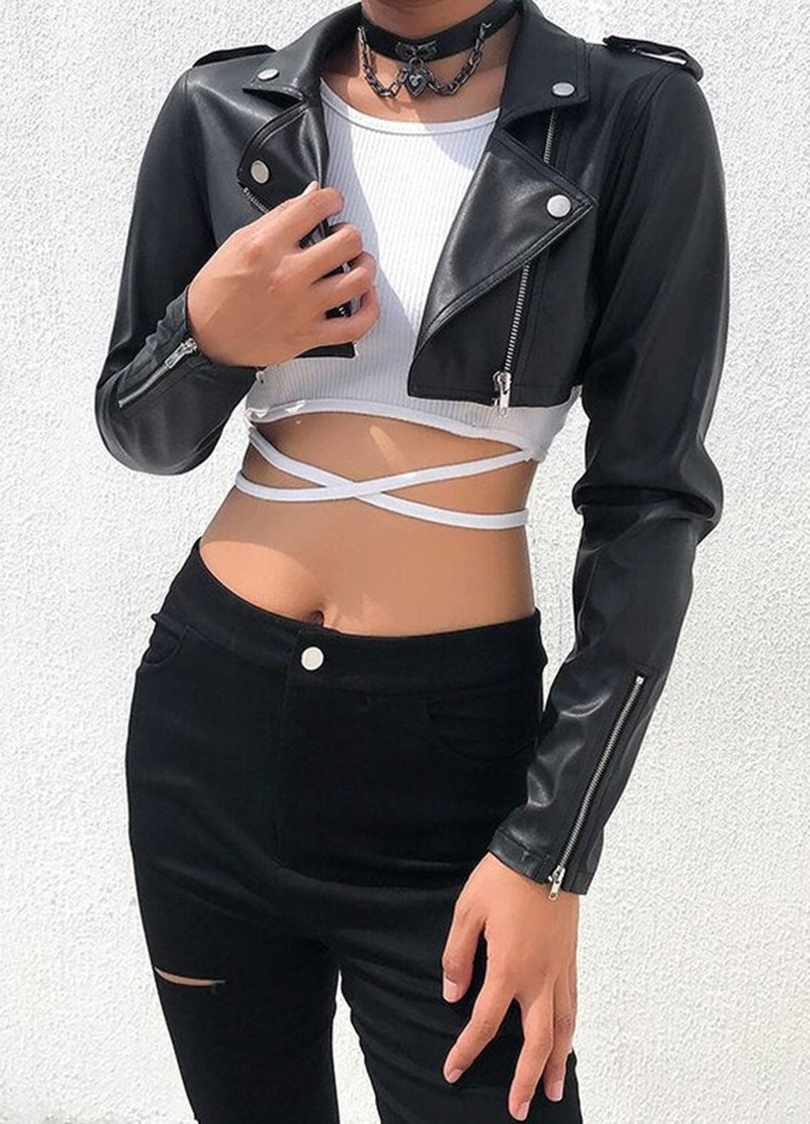 Leather Crop top Womens Jacket Short Jacket Cropped Jacket Etsy