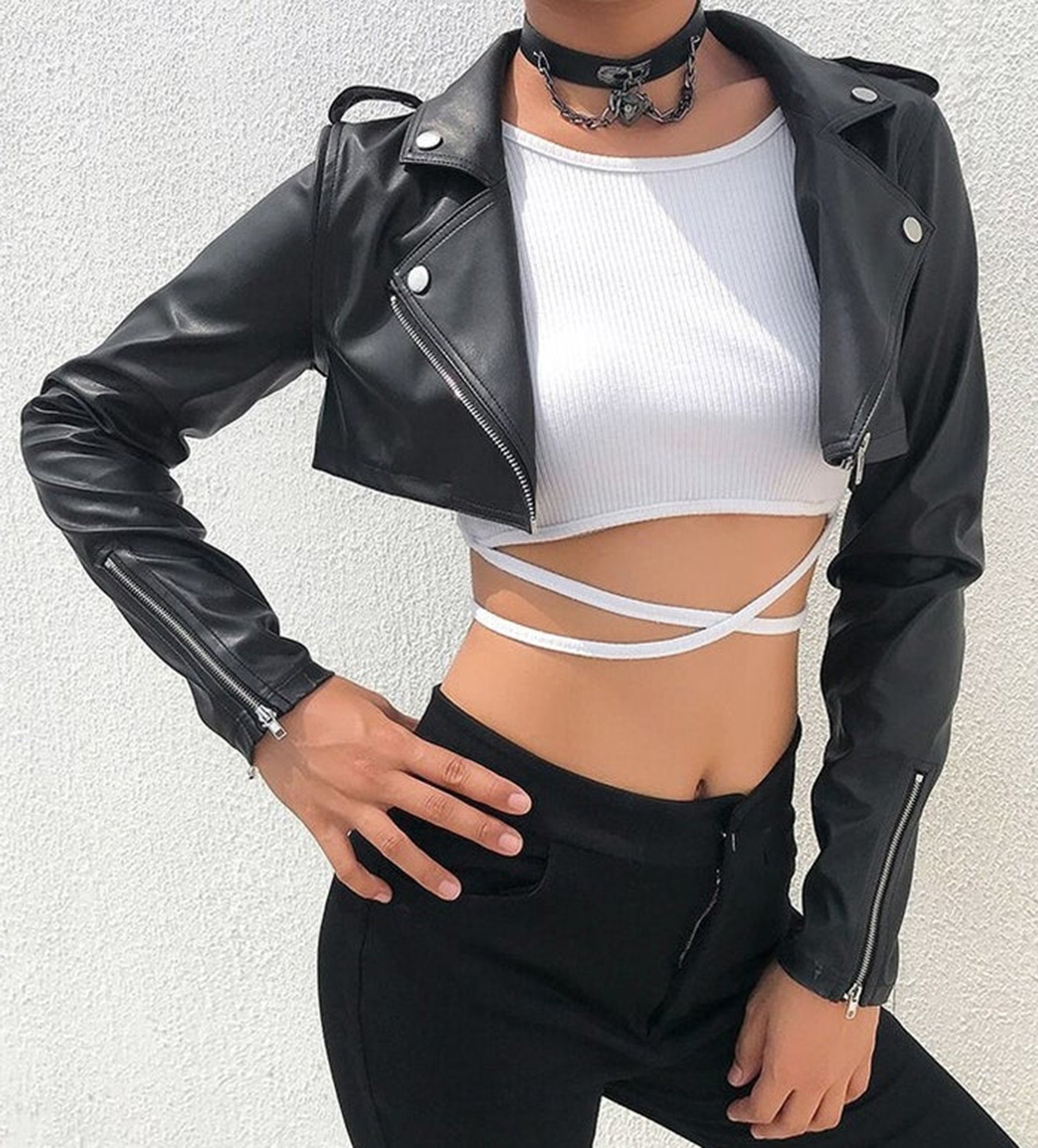 Leather Crop top Womens Jacket Short Jacket Cropped Jacket | Etsy