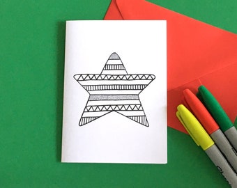 XMAS STAR Personalised Colouring-in Christmas Greeting Card by Handy Studio