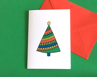 XMAS TREE #2 – Colourful Illustrated Christmas Greeting Card by Handy Studio