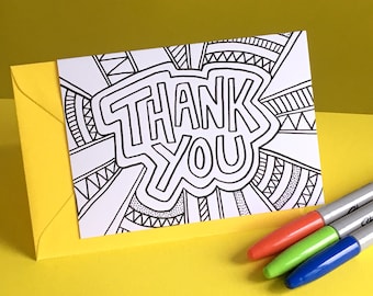 THANK YOU Personalised Colouring Greeting Card by Handy Studio