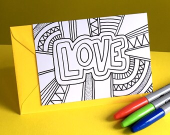 LOVE Personalised Colouring Greeting Card by Handy Studio
