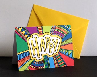 HAPPY Colourful Greeting Card by Handy Studio