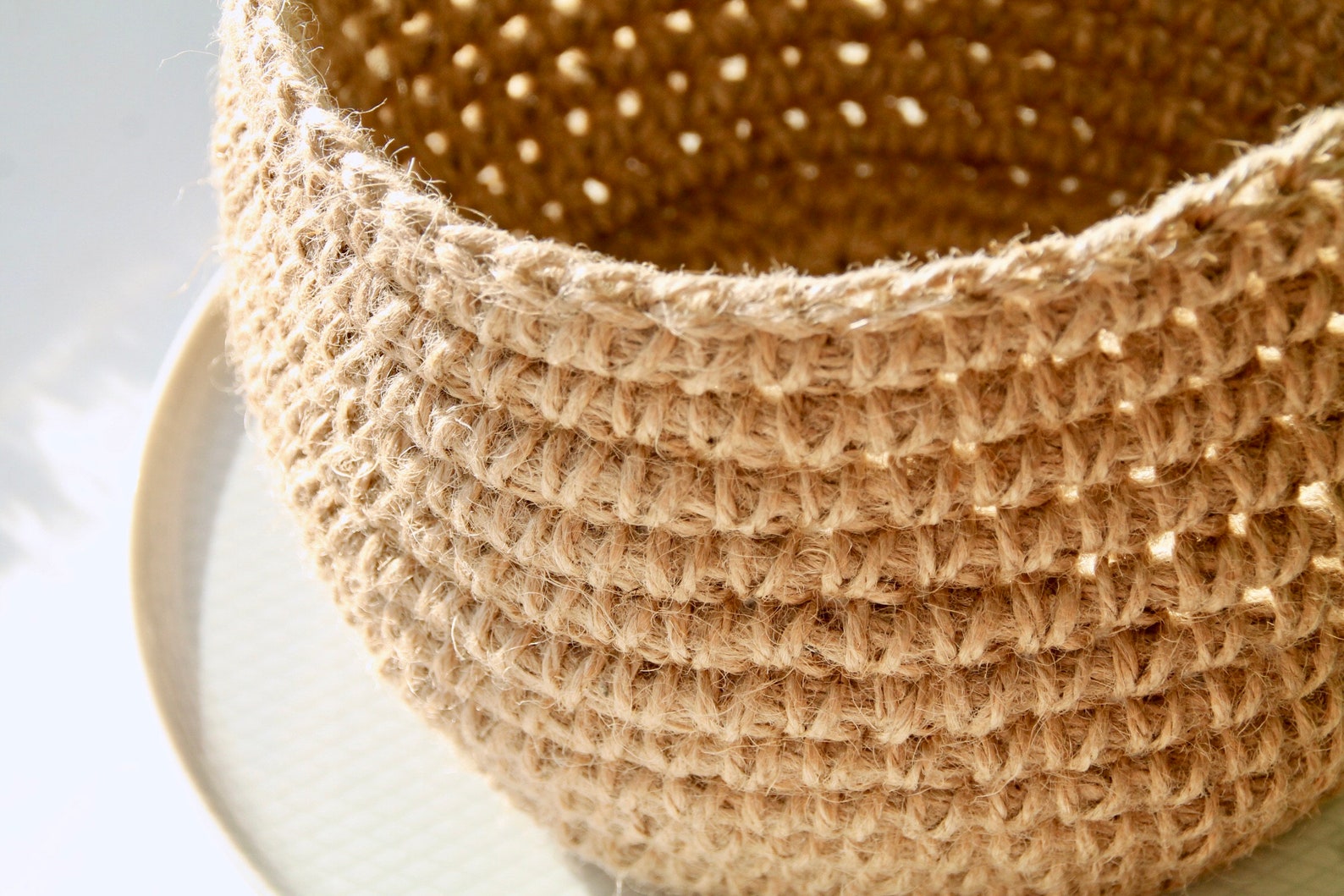 Large Hand Woven Jute Storage Basket Eco Crochet Basket Etsy