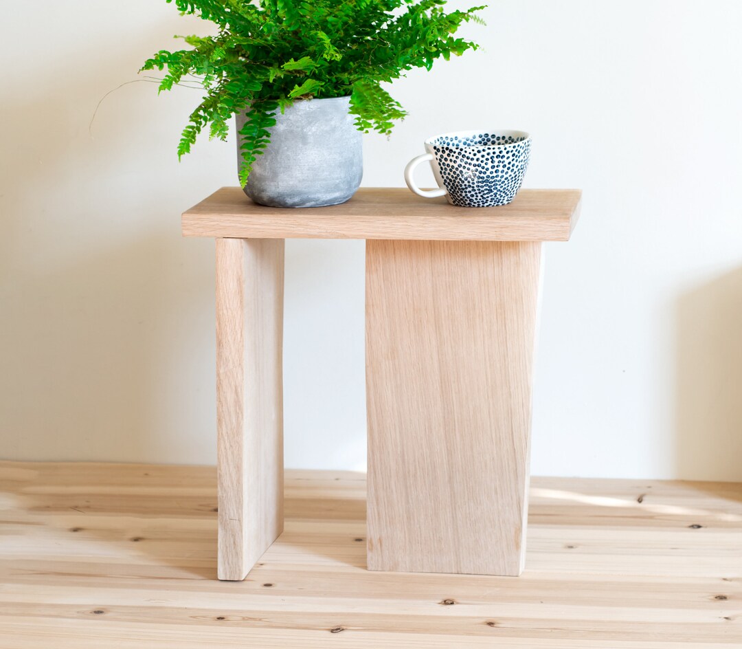 Narrow End Table Solid Oak Small Side Table Wood Rustic Etsy