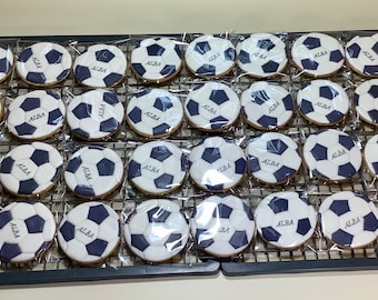 Soccer Sugar Cookies, Soccer Team Party Favors , Sport Cookies, Present Cookies, Gift Cookies, Birthday Cookies, 3 inches.