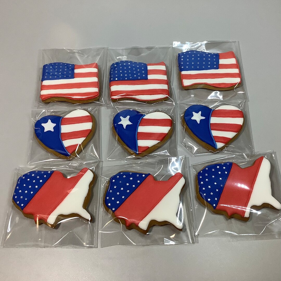 Memorial Day Theme Party Favors, Flag Day Cookies, American Flag Cookies, Patriotic Cookies